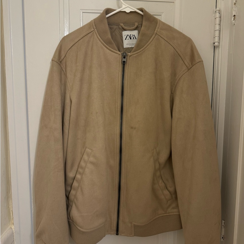 Zara Men's Beige Bomber Jacket